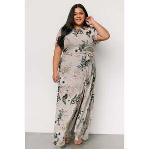 Baltic Born Naomi Short Sleeve Maxi Dress | Pale Blue Floral Size 1XL